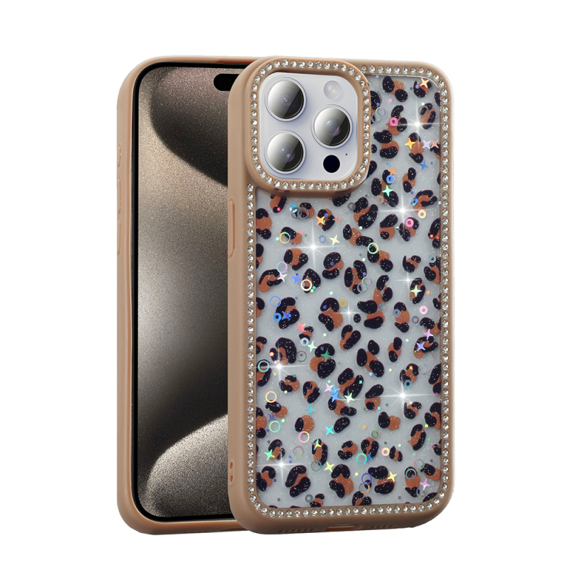 Apple iPhone 15 Pro Kılıf Taşlı ve Simli Tasarım Zore Azra Kapak - 3