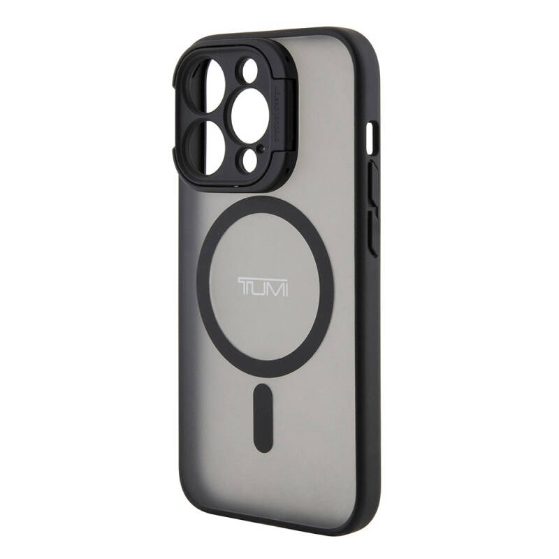 Apple iPhone 15 Pro Kılıf TUMI Orjinal Lisanslı Magsafe Şarj Özellikli Kamera Standlı Buzlu Mat Kapak - 7