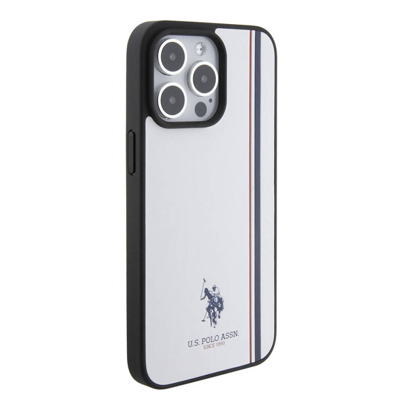 Apple iPhone 15 Pro Kılıf U.S. Polo Assn. Orjinal Lisanslı Üç Renk Şerit Tasarımlı Baskı Logolu Kapak - 29