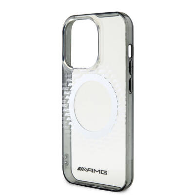 Apple iPhone 15 Pro Max Case AMG Original Licensed Magsafe Charging Featured Rhombus Patterned Transparent Cover - 6