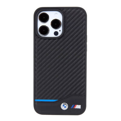 Apple iPhone 15 Pro Max Case BMW Original Licensed Magsafe Charging Feature M Logo PU Carbon Cover - 3