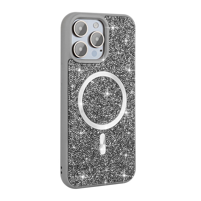 Apple iPhone 15 Pro Max Case Diamond Design Magsafe Charging Zore Mosaic Silicone Cover - 3