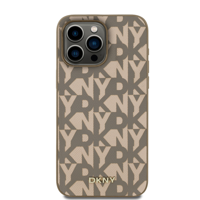 Apple iPhone 15 Pro Max Case DKNY Original Licensed Magsafe Charging Feature 3D Written Grid Pattern Cover - 12