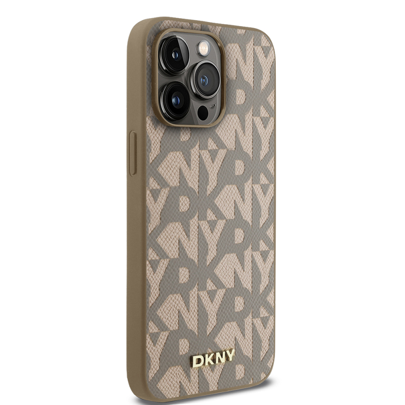 Apple iPhone 15 Pro Max Case DKNY Original Licensed Magsafe Charging Feature 3D Written Grid Pattern Cover - 13