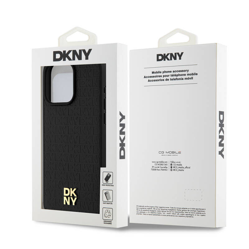 Apple iPhone 15 Pro Max Case DKNY Original Licensed Magsafe Charging Feature 3D Written Repeat Pattern Cover - 9