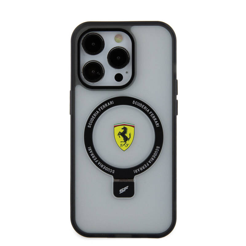 Apple iPhone 15 Pro Max Case Ferrari Magsafe Frosted Surface Design Cover with Charging Feature and Stand - 4