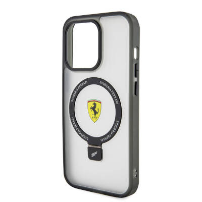 Apple iPhone 15 Pro Max Case Ferrari Magsafe Frosted Surface Design Cover with Charging Feature and Stand - 6