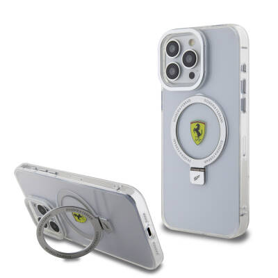 Apple iPhone 15 Pro Max Case Ferrari Magsafe Frosted Surface Design Cover with Charging Feature and Stand - 17