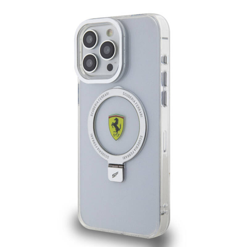 Apple iPhone 15 Pro Max Case Ferrari Magsafe Frosted Surface Design Cover with Charging Feature and Stand - 18