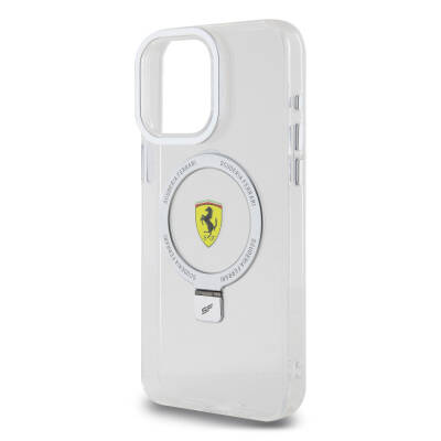 Apple iPhone 15 Pro Max Case Ferrari Magsafe Frosted Surface Design Cover with Charging Feature and Stand - 26