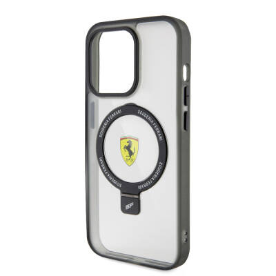 Apple iPhone 15 Pro Max Case Ferrari Magsafe Frosted Surface Design Cover with Charging Feature and Stand - 25