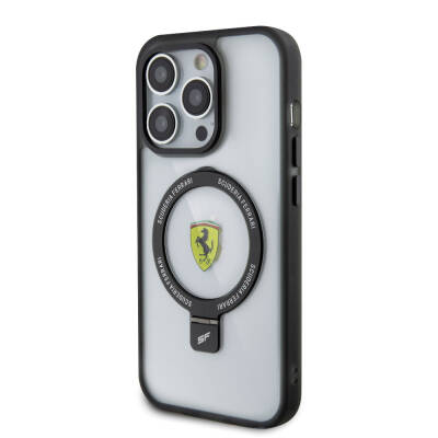 Apple iPhone 15 Pro Max Case Ferrari Magsafe Frosted Surface Design Cover with Charging Feature and Stand - 31