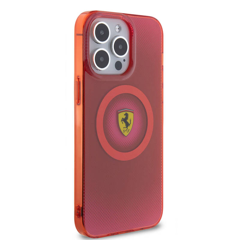 Apple iPhone 15 Pro Max Case Ferrari Original Licensed Magsafe Charge Feature Shattered Dots Pattern Cover - 21
