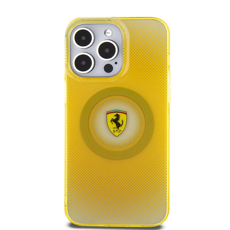 Apple iPhone 15 Pro Max Case Ferrari Original Licensed Magsafe Charge Feature Shattered Dots Pattern Cover - 4
