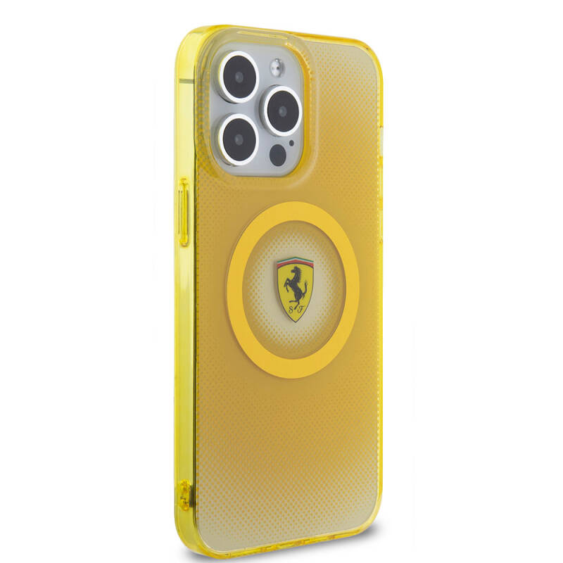 Apple iPhone 15 Pro Max Case Ferrari Original Licensed Magsafe Charge Feature Shattered Dots Pattern Cover - 5