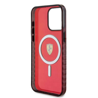 Apple iPhone 15 Pro Max Case Ferrari Original Licensed Magsafe Charging Feature Serrated Edge Design Centered Logo Cover - 20