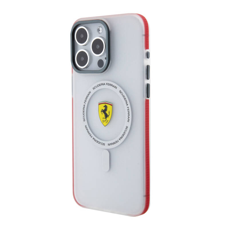 Apple iPhone 15 Pro Max Case Ferrari Original Licensed Magsafe Charging Featured Contrast Bumper SF Ring Cover - 11