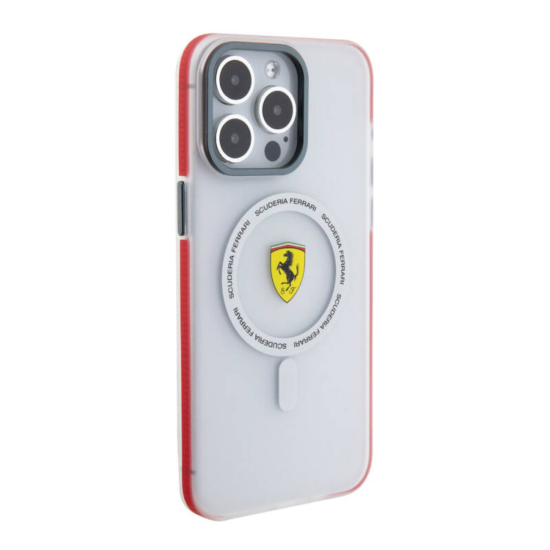 Apple iPhone 15 Pro Max Case Ferrari Original Licensed Magsafe Charging Featured Contrast Bumper SF Ring Cover - 13