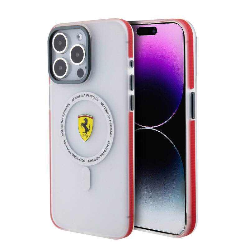 Apple iPhone 15 Pro Max Case Ferrari Original Licensed Magsafe Charging Featured Contrast Bumper SF Ring Cover - 10