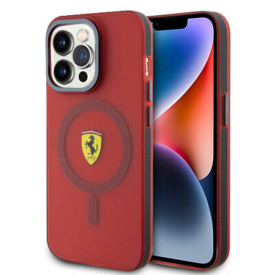 Apple iPhone 15 Pro Max Case Ferrari Original Licensed Magsafe Contrast Bumper Charge Feature Cover - 1