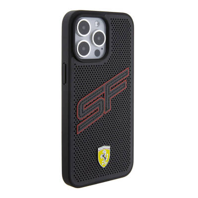  Apple iPhone 15 Pro Max Case Ferrari Original Licensed PU Perforated Back Surface Metal Logo Stitched Large SF Lettering Cover - 12