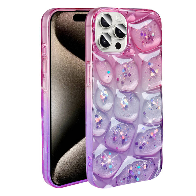 Apple iPhone 15 Pro Max Case Glittery 3D Patterned Zore Hacar Cover - 3