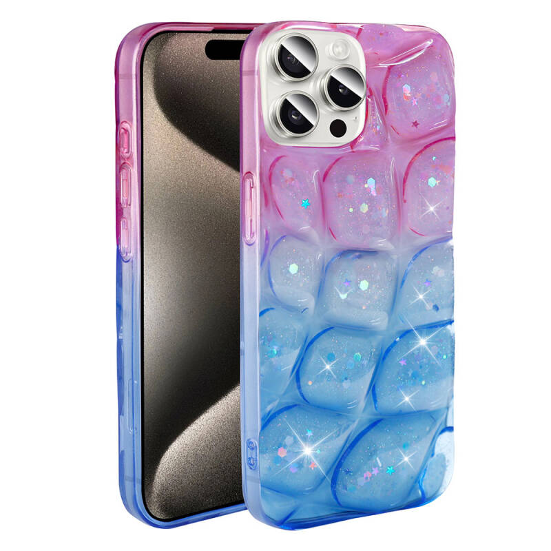 Apple iPhone 15 Pro Max Case Glittery 3D Patterned Zore Hacar Cover - 4