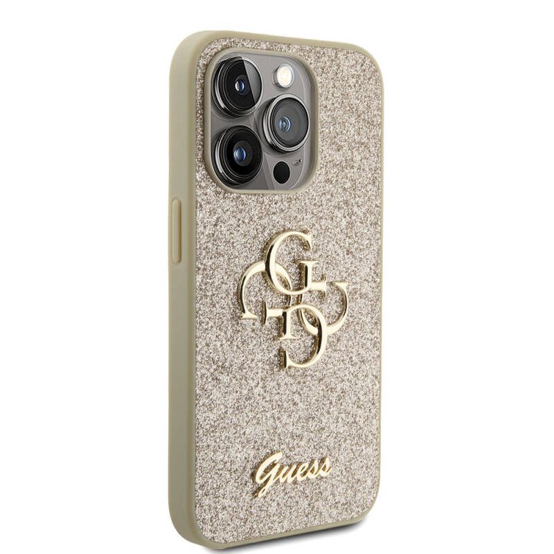 Apple iPhone 15 Pro Max Case Guess Original Licensed 4G Glitter Cover with Large Metal Logo - 16