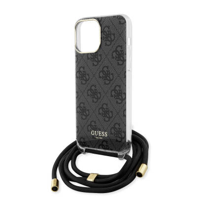 Apple iPhone 15 Pro Max Case Guess Original Licensed Cross Cord 4G Patterned Cover - 5