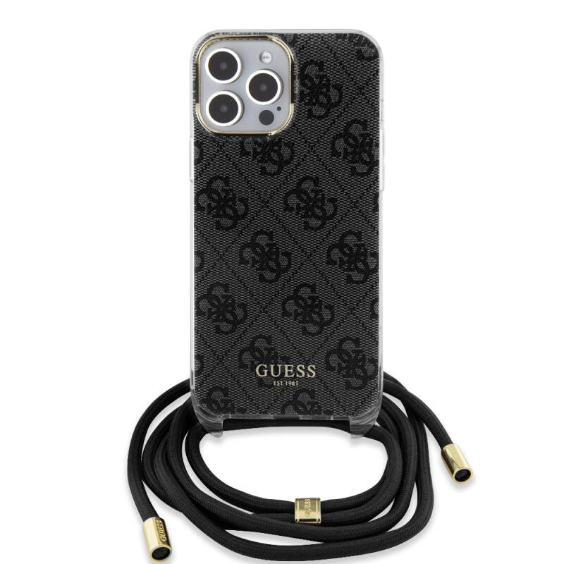 Apple iPhone 15 Pro Max Case Guess Original Licensed Cross Cord 4G Patterned Cover - 8