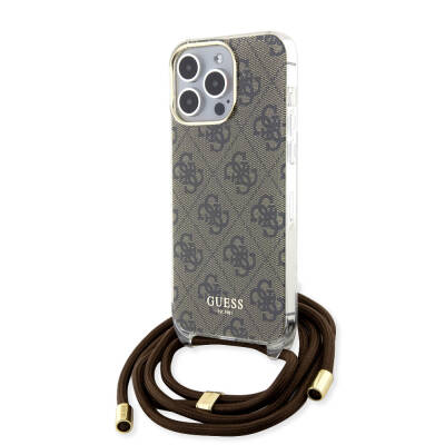 Apple iPhone 15 Pro Max Case Guess Original Licensed Cross Cord 4G Patterned Cover - 1