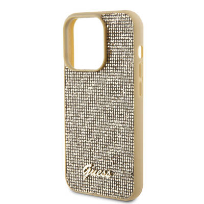 Apple iPhone 15 Pro Max Case Guess Original Licensed Disco Script Metal Cover with Text Logo - 5