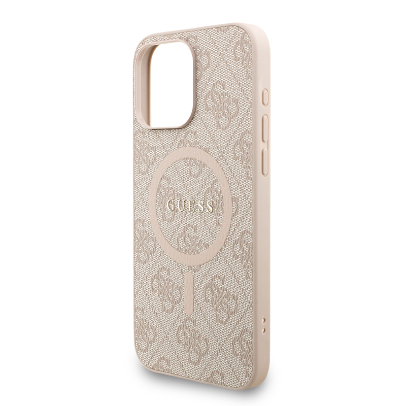 Apple iPhone 15 Pro Max Case Guess Original Licensed M-safe Charging Feature PU Leather Wrist Strap Rope Cover Text Logo - 7