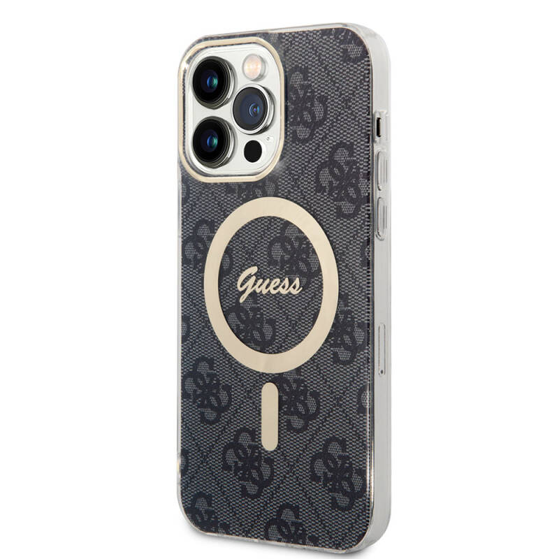 Apple iPhone 15 Pro Max Case Guess Original Licensed Magsafe Charging Featured 4G Patterned Cover with Text Logo - 1