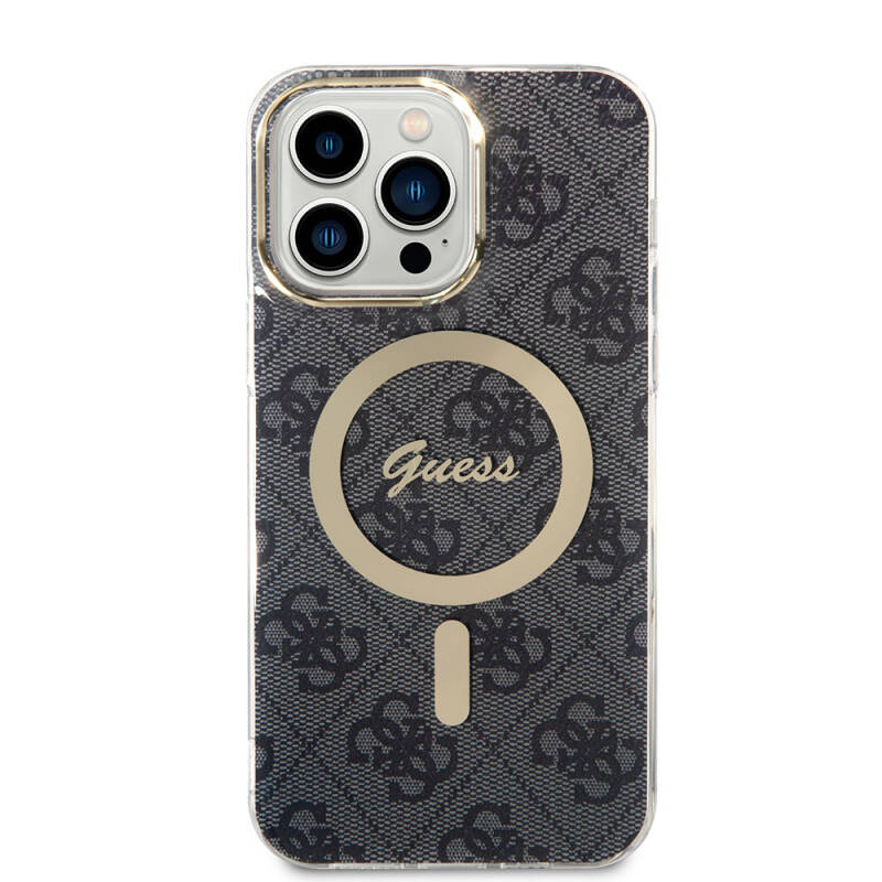 Apple iPhone 15 Pro Max Case Guess Original Licensed Magsafe Charging Featured 4G Patterned Cover with Text Logo - 2