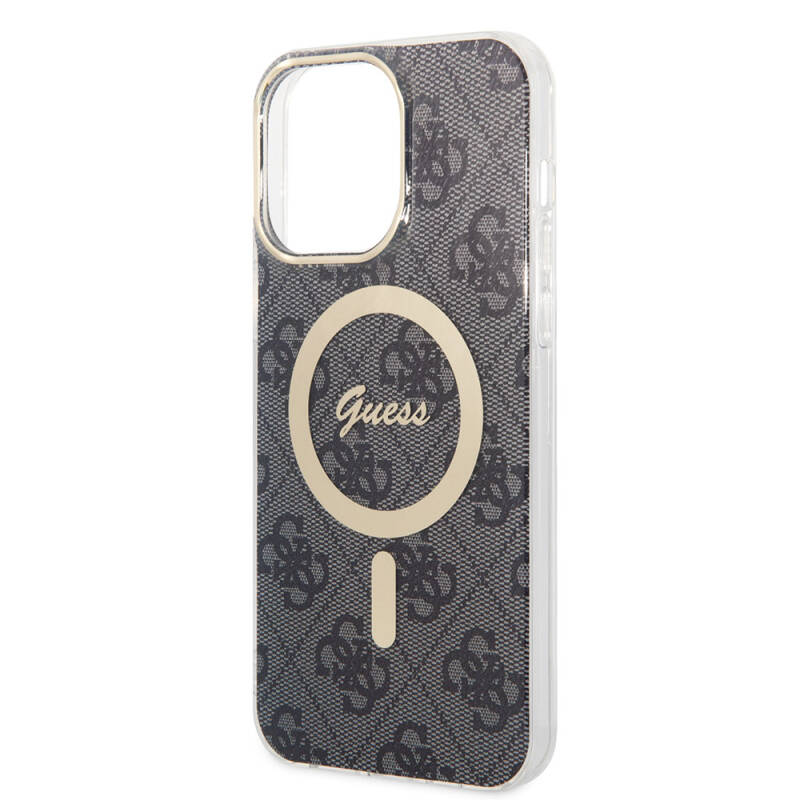 Apple iPhone 15 Pro Max Case Guess Original Licensed Magsafe Charging Featured 4G Patterned Cover with Text Logo - 4