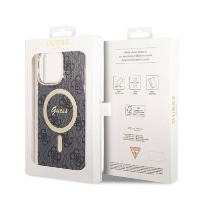 Apple iPhone 15 Pro Max Case Guess Original Licensed Magsafe Charging Featured 4G Patterned Cover with Text Logo - 6