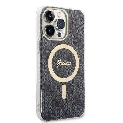 Apple iPhone 15 Pro Max Case Guess Original Licensed Magsafe Charging Featured 4G Patterned Cover with Text Logo - 7