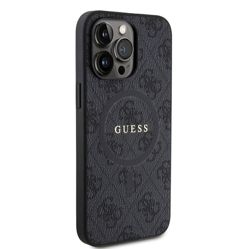 Apple iPhone 15 Pro Max Case Guess Original Licensed Magsafe Charging Featured 4G Patterned Text Logo Cover - 4