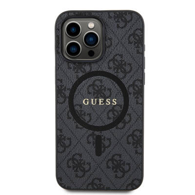 Apple iPhone 15 Pro Max Case Guess Original Licensed Magsafe Charging Featured 4G Patterned Text Logo Cover - 9
