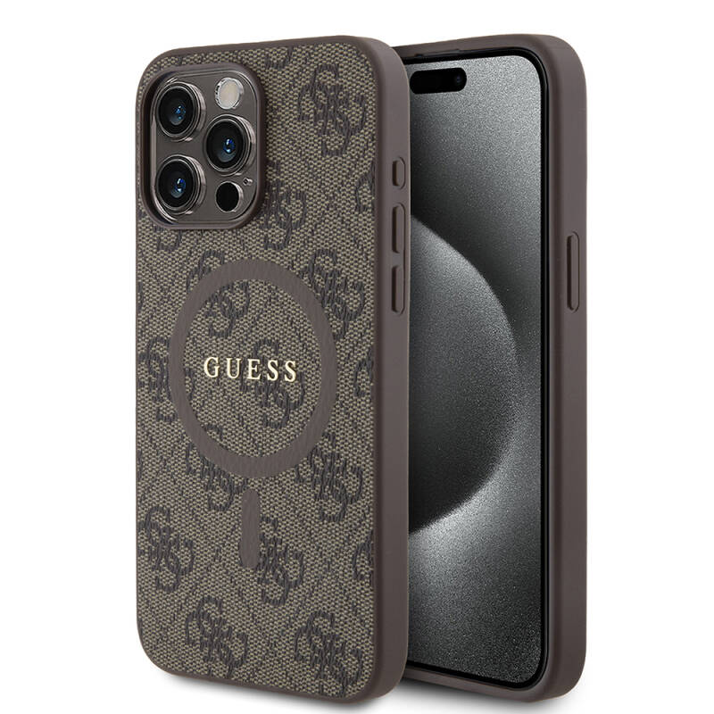 Apple iPhone 15 Pro Max Case Guess Original Licensed Magsafe Charging Featured 4G Patterned Text Logo Cover - 10