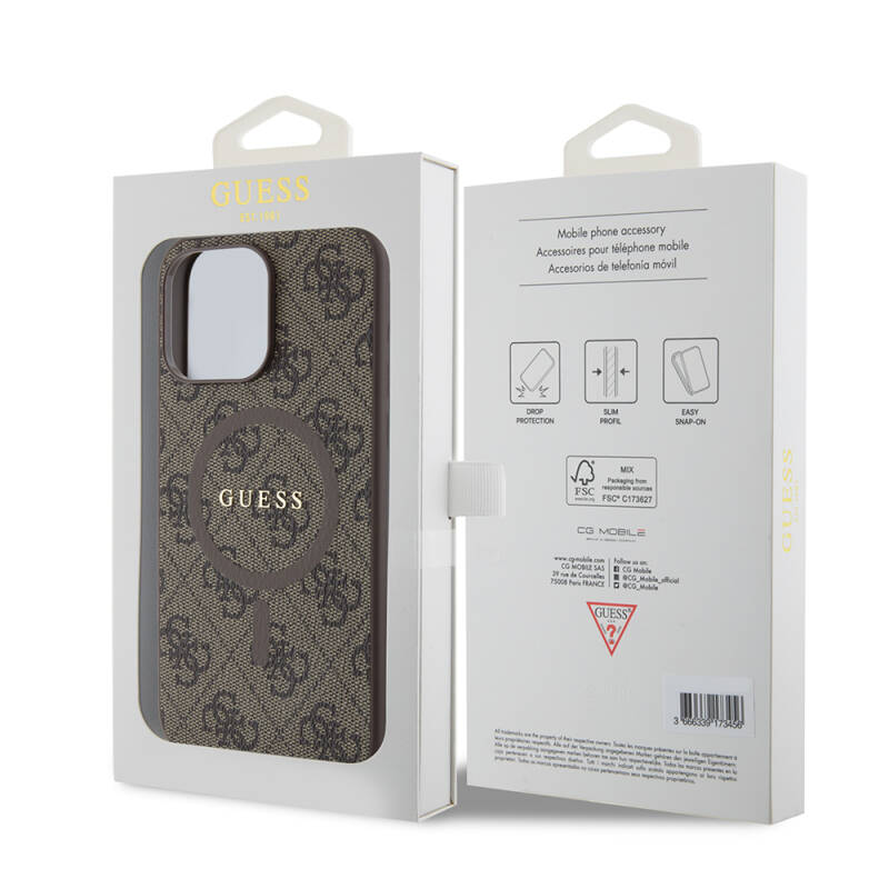Apple iPhone 15 Pro Max Case Guess Original Licensed Magsafe Charging Featured 4G Patterned Text Logo Cover - 16