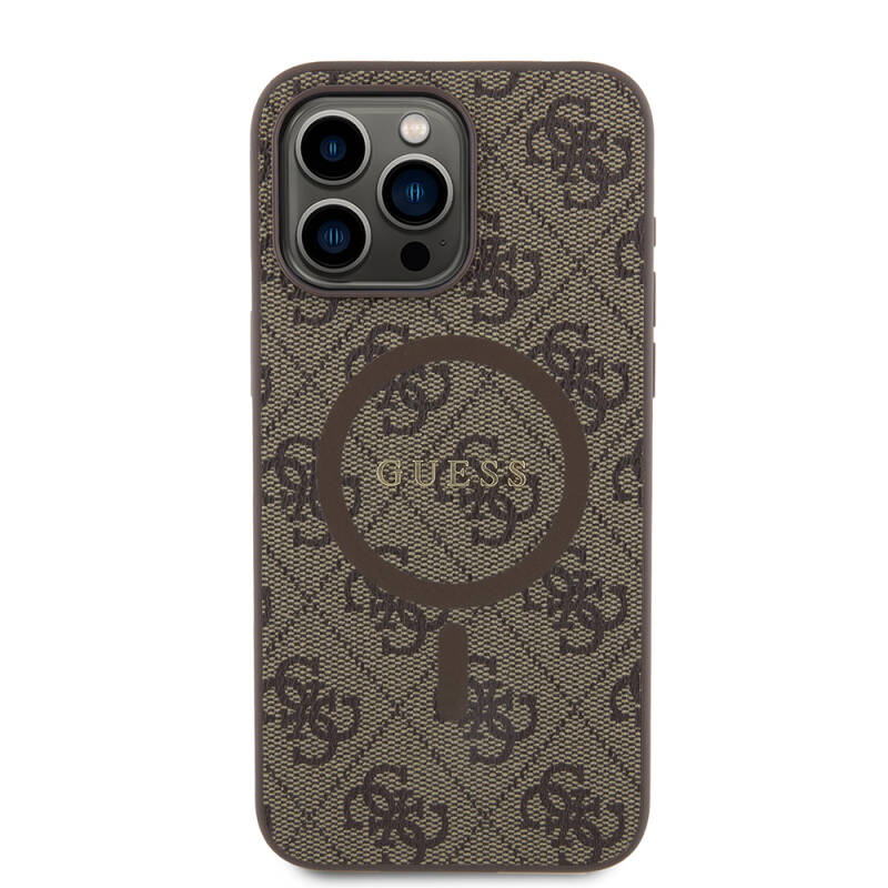 Apple iPhone 15 Pro Max Case Guess Original Licensed Magsafe Charging Featured 4G Patterned Text Logo Cover - 17