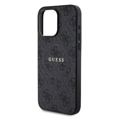 Apple iPhone 15 Pro Max Case Guess Original Licensed Magsafe Charging Featured PU Ring 4G Patterned Text Logo Cover - 6