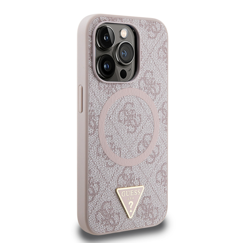 Apple iPhone 15 Pro Max Case Guess Original Licensed Magsafe Charging Featured PU Triangle Logo 4G Patterned Cover - 14