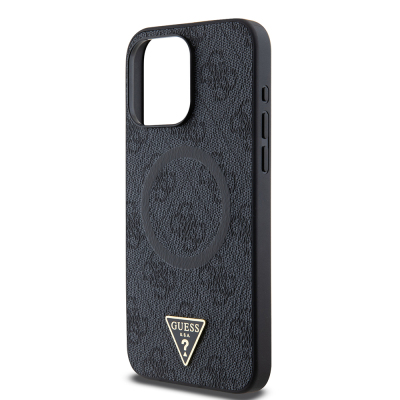 Apple iPhone 15 Pro Max Case Guess Original Licensed Magsafe Charging Featured PU Triangle Logo 4G Patterned Cover - 23