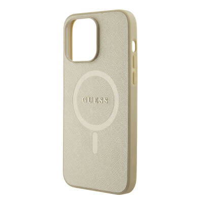 Apple iPhone 15 Pro Max Case Guess Original Licensed Magsafe Charging Featured Saffiano Cover with Text Logo - 20