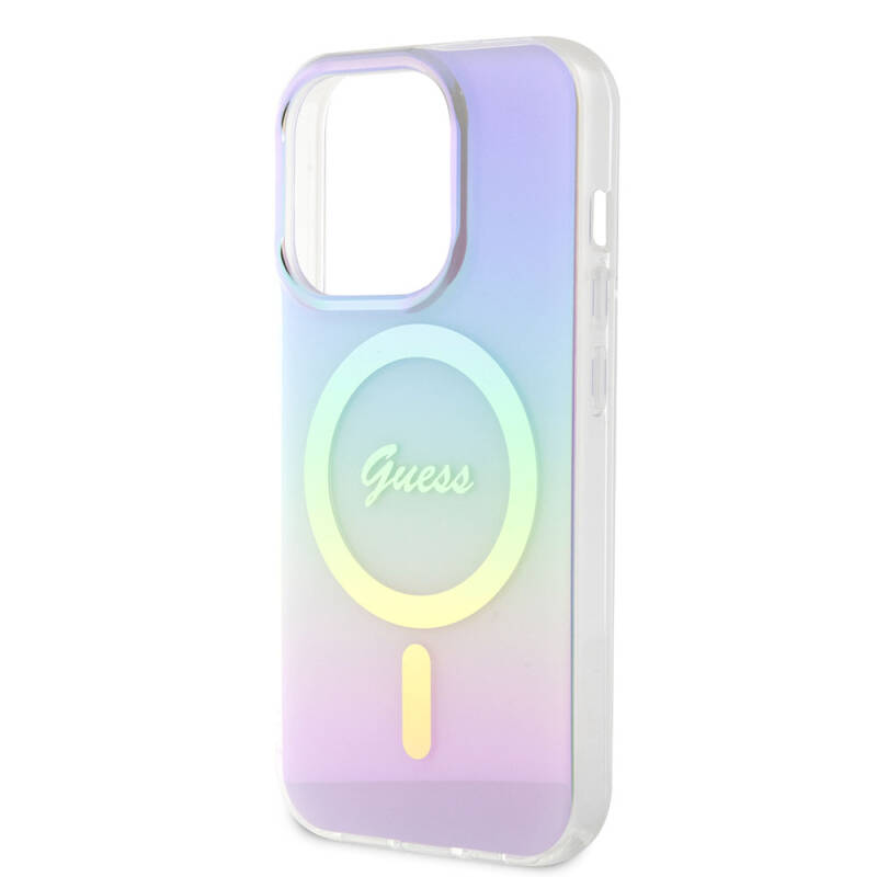 Apple iPhone 15 Pro Max Case Guess Original Licensed Magsafe Charging Featured Text Logo Iridescent Cover - 14