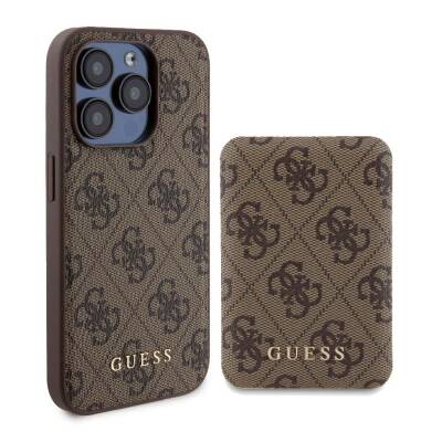 Apple iPhone 15 Pro Max Case Guess Original Licensed Magsafe Charging Features 4G Patterned Cover with Text Logo + Powerbank 5000mAh 2in1 Set - 14