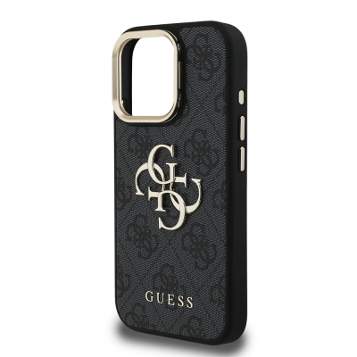 Apple iPhone 15 Pro Max Case Guess Original Licensed PU Leather 4G Patterned Metal Big 4G and Text Logo Camera Stand Cover - 17